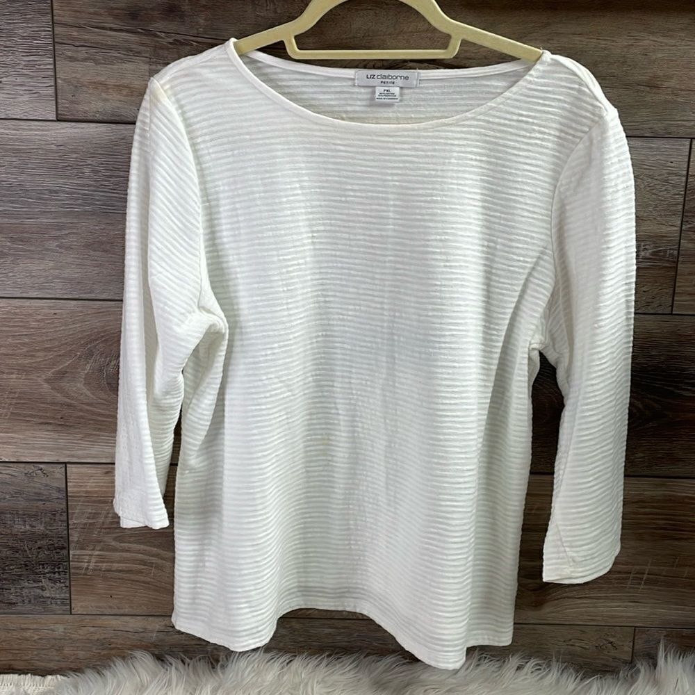 Liz Claiborne Petite Ladies White Pullover Top, Size Petite XLarge, White